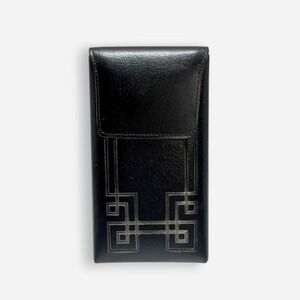 Princess Gardner Black Leather Cigarette Case Vintage Mid-Century Silver Detail